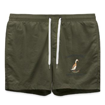Laufente Sicherheitsdienst – Schnecken-Kontrolle - Badeshorts - Olive - Vorne - AI Model Male 185 light (185cm)