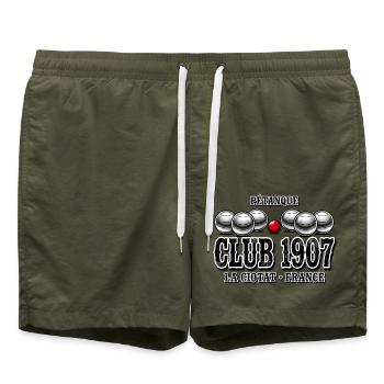Pétanque, Bowlingbahn, Pétanque-Club - Badeshorts - Olive - Vorne - AI Model Male 185 light (185cm)