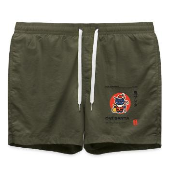 Japanisches Weihnachten Oni - Badeshorts - Olive - Vorne - AI Model Male 185 light (185cm)