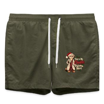 This is My Christmas Pajama Ferret Christmas - Badeshorts - Olive - Vorne - AI Model Male 185 light (185cm)