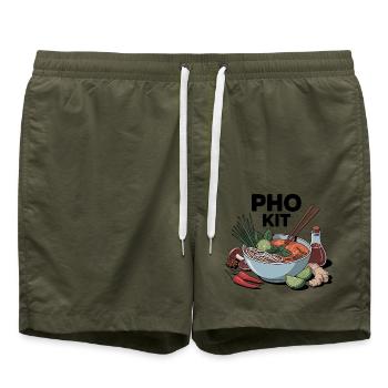 Pho Kit Lustige Nudelsuppenliebhaber - Badeshorts - Olive - Vorne - AI Model Male 185 light (185cm)
