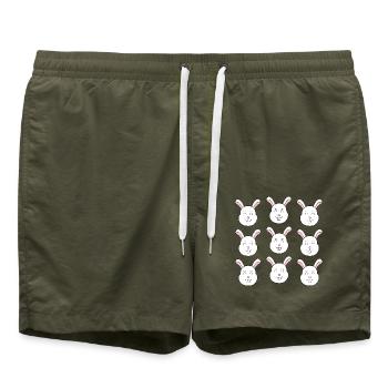 Süßes Kaninchengesicht - Badeshorts - Olive - Vorne - AI Model Male 185 light (185cm)