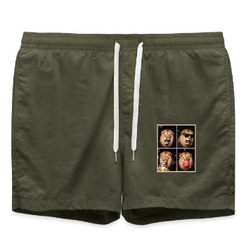 Löwen Löwe - Badeshorts - Olive - Vorne - AI Model Male 185 light (185cm)