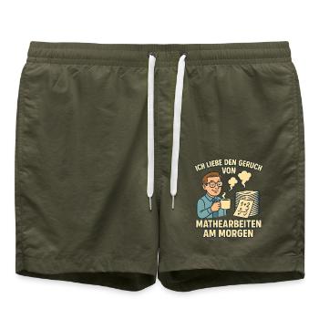 Matheduft am Morgen - Badeshorts - Olive - Vorne - AI Model Male 185 light (185cm)