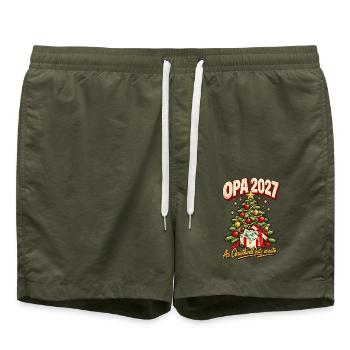 Opa 2027 Christkindl hat's verraten - Badeshorts - Olive - Vorne - AI Model Male 185 light (185cm)