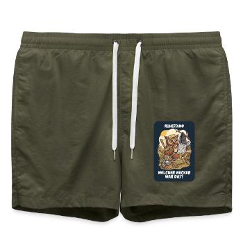 Rente Schichtdienst – Welcher Wecker? - Badeshorts - Olive - Vorne - AI Model Male 185 light (185cm)