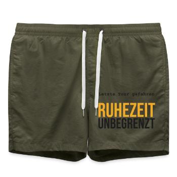Rente LKW – Ruhezeit unbegrenzt - Badeshorts - Olive - Vorne - AI Model Male 185 light (185cm)