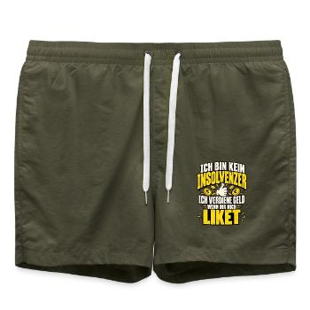 Ich bin kein Insolvenzer – Like-Money - Badeshorts - Olive - Vorne - AI Model Male 185 light (185cm)