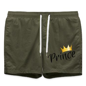 Prince - Prinz mit goldener Krone - Badeshorts - Olive - Vorne - AI Model Male 185 light (185cm)