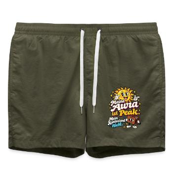 Sonne Peak Humor und Kontostand - Badeshorts - Olive - Vorne - AI Model Male 185 light (185cm)