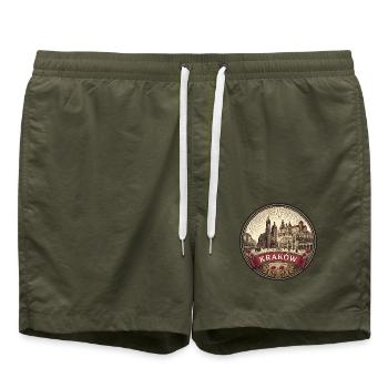 Krakauer Polen Reiseabzeichen St. Marien-Souvenir - Badeshorts - Olive - Vorne - AI Model Male 185 light (185cm)
