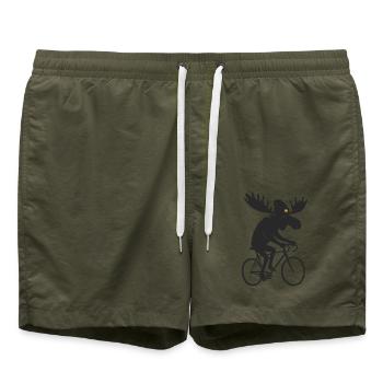 Elch Auf Rennrad Fahrrad Radsport - Badeshorts - Olive - Vorne - AI Model Male 185 light (185cm)
