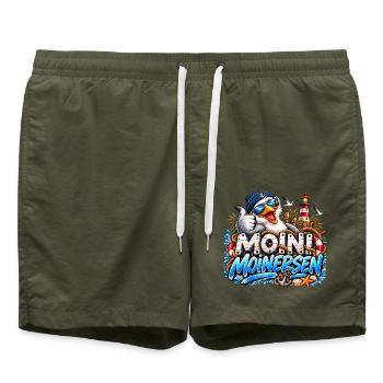 Moini Moinersen Moin Maritim Möwe - Badeshorts - Olive - Vorne - AI Model Male 185 light (185cm)