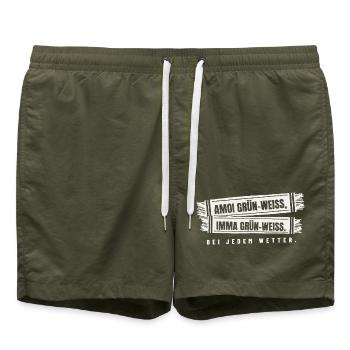 Amoi Grün-Weiß, imma Grün-Weiß – Fanschal-Look - Badeshorts - Olive - Vorne - AI Model Male 185 light (185cm)
