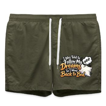Ich streite nicht – Kaffee mit Meinung - Badeshorts - Olive - Vorne - AI Model Male 185 light (185cm)