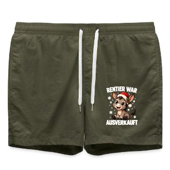 Rentier War Ausverkauft Esel Weihnachten Lustig - Badeshorts - Olive - Vorne - AI Model Male 185 light (185cm)