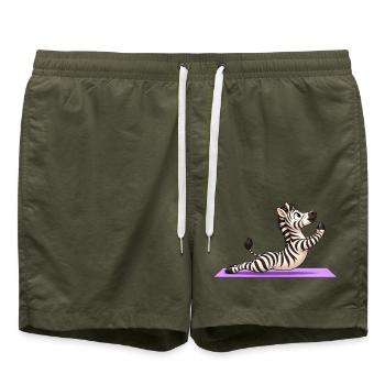 Süßes Zebra Cartoon Yoga Meditation Lustig - Badeshorts - Olive - Vorne - AI Model Male 185 light (185cm)