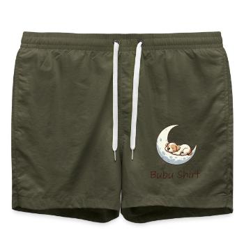 Bubu Shirt – Schlafendes Baby auf Mond, Pastell - Badeshorts - Olive - Vorne - AI Model Male 185 light (185cm)