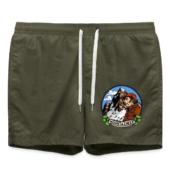 Bergsteiger Alpinisten - Badeshorts - Olive - Vorne - AI Model Male 185 light (185cm)