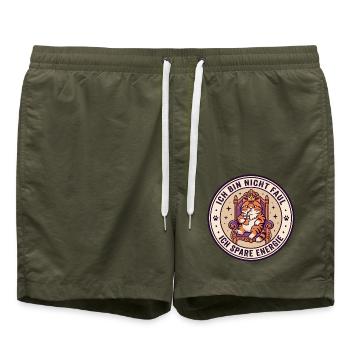 Ich Bin Nicht Faul Ich Spare Energie Katze - Badeshorts - Olive - Vorne - AI Model Male 185 light (185cm)