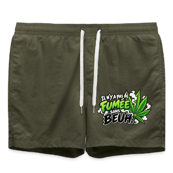 Ohne Gras gibt es keinen Rauch Cannabis Pop Art - Badeshorts - Olive - Vorne - AI Model Male 185 light (185cm)