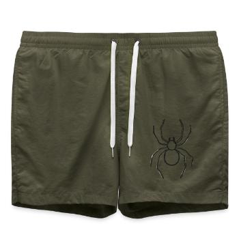 Spinne – Schwarz-Weiß-Zeichnung mit langen Beinen - Badeshorts - Olive - Vorne - AI Model Male 185 light (185cm)