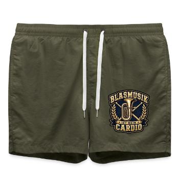 Blasmusik Ist Mein Cardio Tuba Schlagzeug Shirt - Badeshorts - Olive - Vorne - AI Model Male 185 light (185cm)