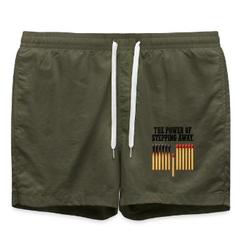The Power of Stepping Away – Burnout & Achtsamkeit - Badeshorts - Olive - Vorne - AI Model Male 185 light (185cm)