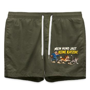 Mein Hund jagt keine Katzen - Badeshorts - Olive - Vorne - AI Model Male 185 light (185cm)