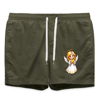 Himmlischer Sternenträger - Badeshorts - Olive - Vorne - AI Model Male 185 light (185cm)