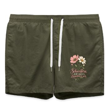 Schwestern Shirt - Jede anders Zusammen wir - Badeshorts - Olive - Vorne - AI Model Male 185 light (185cm)