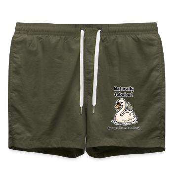 Natürlich fabelhafter finnischer Schwan - Badeshorts - Olive - Vorne - AI Model Male 185 light (185cm)