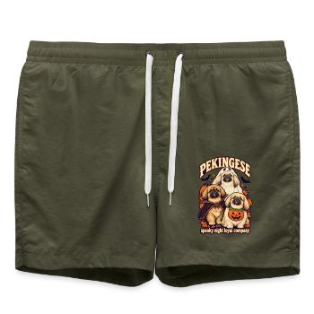 Spooky Night Loyal Company – Pekingesisches Halloween - Badeshorts - Olive - Vorne - AI Model Male 185 light (185cm)