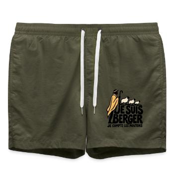 Ich bin ein Hirte – Humor - Badeshorts - Olive - Vorne - AI Model Male 185 light (185cm)