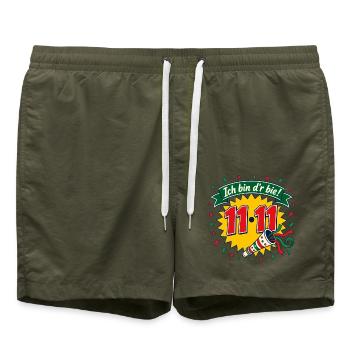 Ich bin d'r bie! 11-11 - Badeshorts - Olive - Vorne - AI Model Male 185 light (185cm)