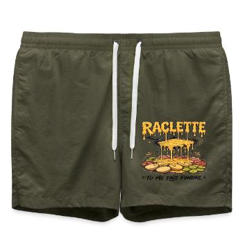 Raclette, Raclette-Fächer, geschmolzener Käse - Badeshorts - Olive - Vorne - AI Model Male 185 light (185cm)