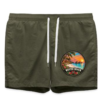 Reethi Beach Malediven Strand Meer Sunset - Badeshorts - Olive - Vorne - AI Model Male 185 light (185cm)