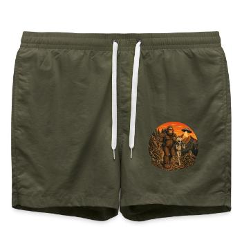 Bigfoot Alien Wandern - Badeshorts - Olive - Vorne - AI Model Male 185 light (185cm)
