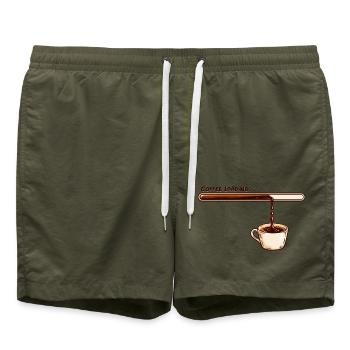 Coffee Loading Kaffee Spruch für Kaffeeliebhaber - Badeshorts - Olive - Vorne - AI Model Male 185 light (185cm)