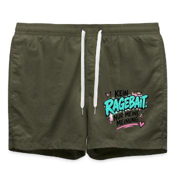 Kein Ragebait – Meine Meinung - Badeshorts - Olive - Vorne - AI Model Male 185 light (185cm)