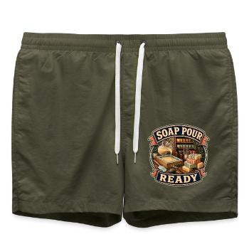 SOAP POUR READY - Badeshorts - Olive - Vorne - AI Model Male 185 light (185cm)
