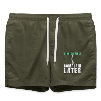 Krankengymnastik Reha Physio Humor Physiotherapeut - Badeshorts - Olive - Vorne - AI Model Male 185 light (185cm)