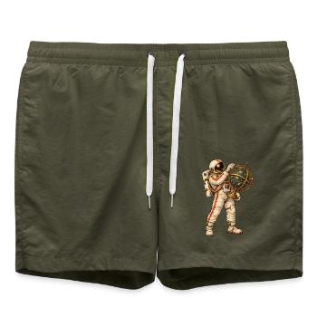 Astronaut mit goldener Himmelskugel - Badeshorts - Olive - Vorne - AI Model Male 185 light (185cm)