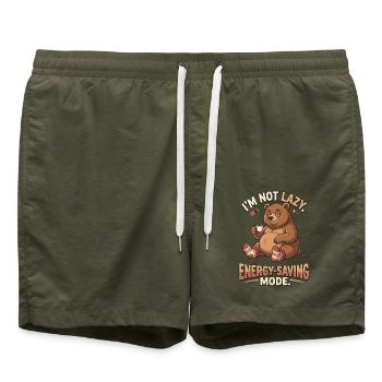 Bear im Energiesparmodus - Badeshorts - Olive - Vorne - AI Model Male 185 light (185cm)