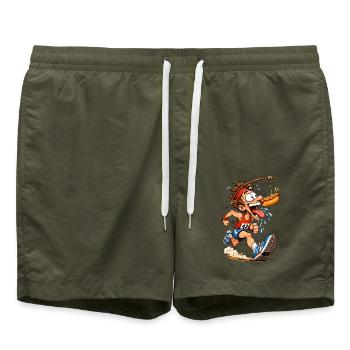 HotDog Heißhunger - Badeshorts - Olive - Vorne - AI Model Male 185 light (185cm)