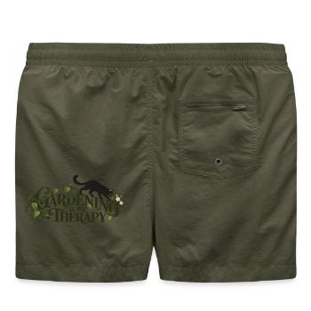 Gardening Is My Therapy Cat - Badeshorts - Olive - Hinten