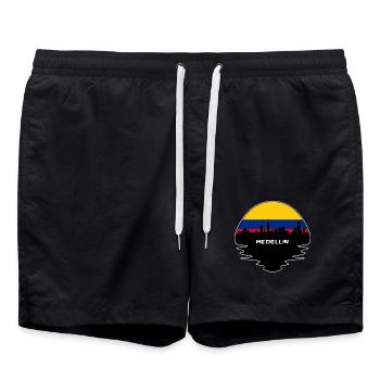 Medellin Kolumbien Flagge Skyline Silhouette Reisen - Badeshorts - Schwarz - Vorne - AI Model Male 185 light (185cm)