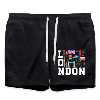 London England UK Great Britain - Badeshorts - Schwarz - Vorne - AI Model Male 185 light (185cm)