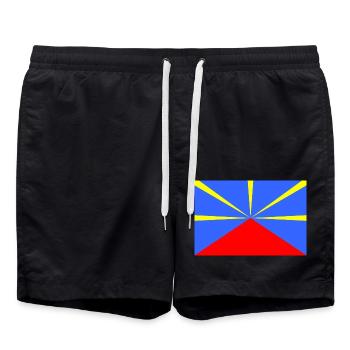 Reunion – Strahlende Flagge auf blauem Hintergrund - Badeshorts - Schwarz - Vorne - AI Model Male 185 light (185cm)