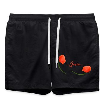 Zwillinge Mohn Klatschmohn Sternzeichen Zwillinge - Badeshorts - Schwarz - Vorne - AI Model Male 185 light (185cm)
